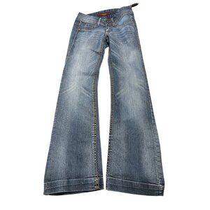 Domaine Jeans 2 Button Waist Wide Legs Faux Front Pockets Size 1